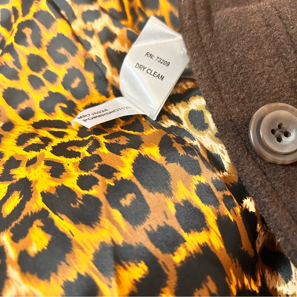 Marvin Richards Vintage Brown Wool Coat with Leopard Lining - Size Large - Picture 13 of 13
